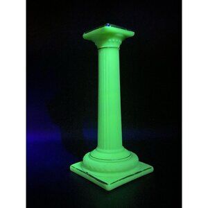 Cambridge Glass 9.5" Doric Column Candlestick Ivory Uranium Glows No. 65 Single